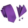 Bow Ties Hi-Tie Designer Brand Silk Made Necktie Pocket Square Cufflinks Set Solid Pattern Tie For Men Box Gift