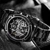 Forsining Automático Mechanical Menic Wristwatch Sport Military Relógio masculino Top Brand Luxo Esqueleto de Aço Negro Novo Homem Relógio 8130 Y245S