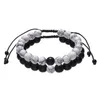 Braccialetti con ciondoli 2 pezzi / set coppie distanza treccia set da uomo regolabile pietra naturale bianco e nero braccialetto con perline Ying Yang Jewelrycha Dh3Xl