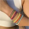 Charm Bracelets Colorf Matte Drip Oil Wristband for Women 2022 Boho Rainbow 에나멜 팔찌 간단한 보석 우정 드롭 배달 DHYFX