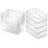 Storage Bottles Set Of 8 Refrigerator Pantry Organizer Bins - 4 Big And Small Clear Food Baskets For Kitchen Countertops