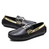 Lyxmetallspänne äkta läder affärsskor designer män kvinnor fjäril tryck loafers moccasins kör sko casual platta mens klänningskor