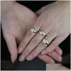 Cluster Rings Wholesale 2022 Fine 925 Sterling Sier Charm Dome Finger Ring Stacking Wedding Jewelry For Women Fashion Baguette Cz Ba Dhhta