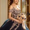 Princesa Navy Blue Vestidos de 15 Anos Quinceanera Vestidos Dulces 16 Vestidos Coleccion Charro Ball Gown Vestidos de fiesta