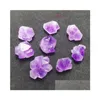 Sacches de bijoux Sacs Sachets Natural Irregar Hexagonal Mineral Spécimen Amethyst Crystal Cluster Stone Aural Healing Decoration Col Dhtj7