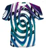 Hommes t-shirts 2023 mode rond géométrique T-shirt Simple couleur haut 3D Cool Unique impression beau S-6xl