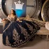 Princess Navy Blue vestidos de 15 Anos Quinceanera платья сладкое 16 платье Coleccion Charro Ball Hown Prom Promtings