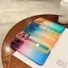 Gradient Rainbow Clear Telefonfodral för iPhone 14 13 12 11Pro Max XS Max X XR Plus Silicone Chockproof Cover med Camera Protector