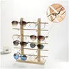 Bolsas de joyería Bolsas Bolsas Mti Capas Madera Sunglass Display Rack Estante Anteojos Show Stand Holder Para pares Gafas Showcase Dr Dhhpj