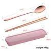 Ensembles de vaisselle 18/8 coréen baguettes en acier inoxydable cuillère ensemble Long manche plat antidérapant Dessert avec boîte