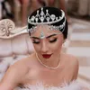 Pageant Wedding Bridal Crystal Rhinestone Headband Forehead Hairband Princess Crown Tiara Bling Headpiece Hair Accessories Jewelry