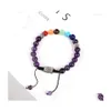 Braccialetti Con Ciondoli Bracciale Con Perline Pietra Naturale Ametiste Occhi Di Tigre Agate Avventurina Sette Chakra Yoga Energia Gioielli Unisex 18 Cm B40 Dhhwz