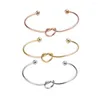 Bangle Wholesale Lots 2022 Simple 2mm Stainless Steel Open Bracelets Knot Peach Heart Bangles For Women Fashion Jewelry