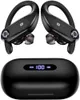 Auricolari tws Cuffie Bluetooth 4 microfoni Chiamata chiara 100 ore di riproduzione con custodia di ricarica wireless da 2200 mAh Auricolari wireless sopra l'orecchio per sport Corsa Gioco Nero