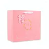 Geschenkomschakeling 5 -stks roze boog papieren zak met handgreep baby shower chocolade dozen bruiloft snoepjes cosmetica sieraden verpakking