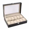 Grid PU Leather Watch Box Display Box Jewelry Storage Organizer Case Locked Boxes Retro Saat Kutusu Caixa Para Relogio304F