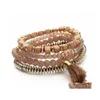 Очарование браслетов Loeur 4 цвета богемный пляж в стиле конфеты Candy Color Mtilayer Beads Bangles for Women Gift Pseras Mujer Drop Deliv dhk9y