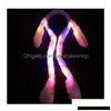 Party Decoration 10Pcs Women Girls Creative Cartoon Funny Led Light Up White Plush Hat Ears Will Move Cap Drop Delivery Home Garden Dhdrn