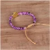 Charm Armband Stone Wrap Armband Purple String Woven Yoga Friendship Bohemian Jewelry Drop Delivery Dhnry