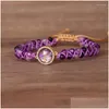 Charm Armband Stone Wrap Armband Purple String Woven Yoga Friendship Bohemian Jewelry Drop Delivery Dhnry