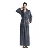 Men's Sleepwear Thick Warm Winter Bathrobe Men Soft As Silk Extra Long Kimono Bath Robe Male Dressing Gown For Mens Coral Velvet Robes