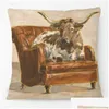 Подушка/декоративная подушка рука рисовать животные корова в диване диван.