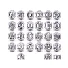 Argento autentico 925 Sterling Sier 26 lettere perline cristallo grande buco ciondoli alfabeto sciolto per bracciali creazione di gioielli artigianali Drop De Dhpbc