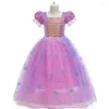 Girl Dresses Summer Girls Purple Dress Children Ballgown Fancy Sequins Princess Costume Kids Halloween Birthday Party Clothes For 3-10 Years