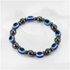 Beaded Energy Magnetic Hematite Blue Evil Eye Bracelet Women Power Healthy Black Gallstone Chains Bangle For Men S Fashion Drop Deli Dhlpq