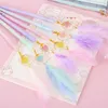 3Pcs Kawaii Feather Candy Pendant Gel Pen 0.5mm Black Ink Neutral Pens For School Girl Gift Writing Office Supplies Stationery