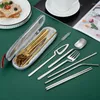Dinnerware Sets 304 Stainless Steel Tableware Hanging Cup Spoon Creative Travel Portable Cutlery Set Of Seven Simple