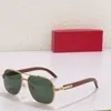 새로운 패션 선글라스 남성 목재 프레임 CT0365 파일럿 메탈 나무 사원 클래식 단순한 스타일 다목적 야외 UV400 보호 안경