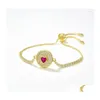 Bracelets de charme 5pcs moda dia dos namorados presente de ouro 18k pulseira de corrente com amante de jóias de entrega ajustável em forma de coração dhuj3