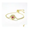 5 Pcs Mode Saint Valentin Cadeau Or 18K Chaîne Bracelet Avec Coeur Forme Amant Réglable Drop Livraison Bijoux Dhuj3