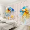 Rideau Laeacco 3D Impression Blackout Fenêtre Rideaux Goldfish Fleur Relief Motif Imprimé Rideaux Décor À La Maison Pour Salon Chambre