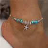 Fußkettchen Ocean Blue Bead Fußkettchen Armband Frauen Barfuß Bein Zubehör Siehe Star Shell Charm Knöchelkette Böhmischer Schmuck Dropship