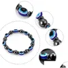 Beaded Energy Magnetic Hematite Blue Evil Eye Bracelet Women Power Healthy Black Gallstone Chains Bangle For Men S Fashion Drop Deli Dhlpq