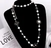 Special Design Flower Sweater Chain Necklace Classic Letter Pearl Beaded Long Necklaces Gift for Love Girlfriend26377226366445