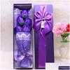 Ghirlande di fiori decorativi 5 pezzi / set sapone da bagno profumato petalo di fiore di rosa con confezione regalo per matrimonio San Valentino madri insegnanti Dhqns