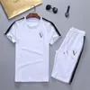 Estilistas masculinos Moda Treino Letras Bordado Roupas Esportivas de Verão Mangas Curtas Pulôver Calças Jogger Ternos O-Neck Sportsuit M-XXL