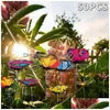 زينة الحديقة 50pcs colorf على العصي الاصطناعية PVC Butterfly Stakes Patio Craft في الهواء الطلق ديكور الزهرة الداخلية Party Su Dh0as