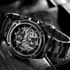 FORSINING Automatique Mécanique Hommes Montre-Bracelet Militaire Sport Mâle Horloge Top Marque De Luxe Noir Acier Squelette Nouvel Homme Montre 8130 Y262x