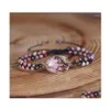 Bracelets de charme Rose et noir Pierre naturelle tressée Rame Centre Perlé Wrap Bracelet Boho Femmes Bijoux Dropship Drop Livraison Dhxad