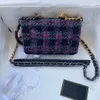 CC Cross Body 22K 19 Series Purple Woolen Woc Designer Bag Vintage Hardware Chain Handle Crossbody Shoulder Strap Wallets Designer Fall Winter Multi Pocket Card