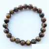 Beaded Natural Tiger Eye Stone Bracelets 8Mm Yoga Nce Beads Buddha Prayer Elastic Bangles For Men Women Jewelry Gift Drop Delivery Dhd0E