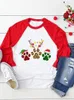 Dames t shirts lange mouw tee happy year print top festival vrolijk kerstcadeau winterseizoen 90s kleding vrouwen vrouwelijk grafisch t-shirt