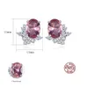 Morganite Stud Earrings S925 Silver Micro 세트 지르콘 보석 절묘한 귀걸이 유럽 여성 패션 이어링 웨딩 파티 고급 보석 액세서리 SPC