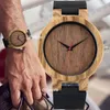 Reloj de madera natural para hombres Reloj de pulsera de madera de cuarzo de cuero genuino azul para hombre Reloj de pulsera de madera real Cloc209t de moda marrón