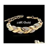 Bangle Trendy Armband Fl Rhinestone Women armband smycken guldfärg bladform kristall armband mode parti gåvor droppe dhjsx