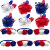 Dog Apparel 50/100pcs Pet American Independence Day Accessories Grooming Bowties Rose Flowers Necktie With Feather For Small Middle Dogs